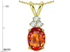 Star K Oval 8x6 mm Simulated Orange Mexican Fire Opal Rabbit Ear Pendant Necklace