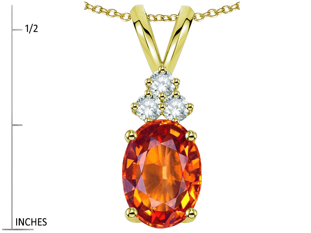 Star K Oval 8x6 mm Simulated Orange Mexican Fire Opal Rabbit Ear Pendant Necklace