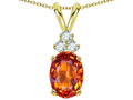 Star K Oval 8x6 mm Simulated Orange Mexican Fire Opal Rabbit Ear Pendant Necklace