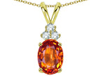 Star K Oval 8x6 mm Simulated Orange Mexican Fire Opal Rabbit Ear Pendant Necklace