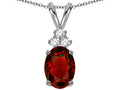 Star K Oval 8x6mm Genuine Garnet  Rabbit Ear Pendant Necklace