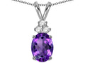 Star K Oval 8x6mm Genuine Amethyst Rabbit Ear Pendant Necklace