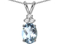Star K Oval 8x6mm Genuine Aquamarine Rabbit Ear Pendant Necklace
