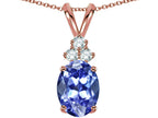 Star K Oval 8x6mm Genuine Tanzanite Rabbit Ear Pendant Necklace