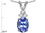 Star K Oval 8x6mm Genuine Tanzanite Rabbit Ear Pendant Necklace