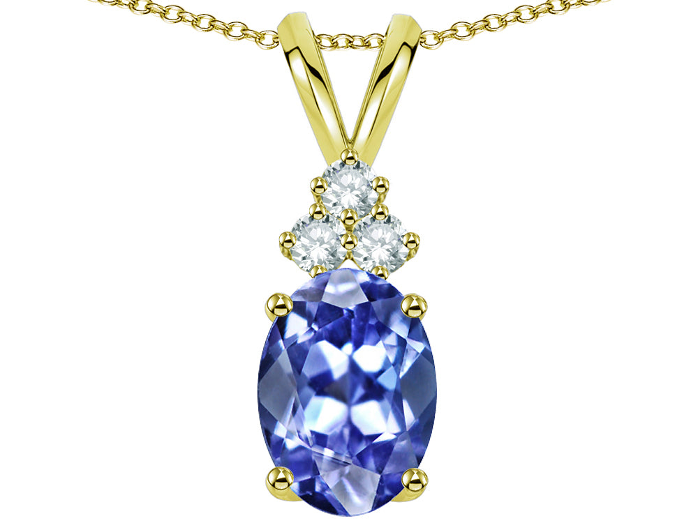 Star K Oval 8x6mm Genuine Tanzanite Rabbit Ear Pendant Necklace