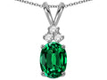 Star K Oval 8x6 mm Simulated Emerald Rabbit Ear Pendant Necklace