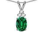 Star K Oval 8x6 mm Simulated Emerald Rabbit Ear Pendant Necklace