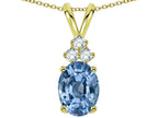 Star K Oval 8x6 mm Simulated Aquamarine Rabbit Ear Pendant Necklace