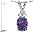 Star K Oval 8x6 mm Simulated Alexandrite Rabbit Ear Pendant Necklace