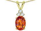 Star K Oval 8x6 mm Simulated Orange Mexican Fire Opal Rabbit Ear Pendant Necklace