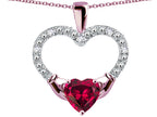 Star K Hands Holding Heart Created Ruby Claddagh Pendant Necklace