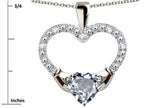 Star K Hands Holding Heart Genuine Aquamarine Claddagh Pendant Necklace