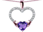Star K Hands Holding Heart Simulated Alexandrite Claddagh Pendant Necklace