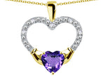 Star K Hands Holding Heart Simulated Alexandrite Claddagh Pendant Necklace