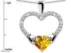 Star K Hands Holding Heart Genuine Citrine Claddagh Pendant Necklace