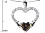 Star K Hands Holding Heart Smoky Quartz Claddagh Pendant Necklace