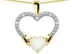 Star K Hands Holding Heart Genuine Opal Claddagh Pendant Necklace