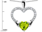 Star K Hands Holding Heart Genuine Peridot Claddagh Pendant Necklace