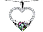 Star K Hands Holding Heart Rainbow Mystic Topaz Claddagh Pendant Necklace