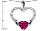 Star K Hands Holding Heart Created Ruby Claddagh Pendant Necklace