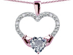 Star K Hands Holding Heart Genuine Aquamarine Claddagh Pendant Necklace