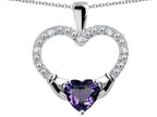Star K Hands Holding Heart Simulated Alexandrite Claddagh Pendant Necklace