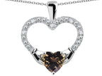 Star K Hands Holding Heart Smoky Quartz Claddagh Pendant Necklace