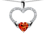 Star K Hands Holding Heart Simulated Mexican Fire Opal Claddagh Pendant Necklace