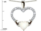 Star K Hands Holding Heart Genuine Opal Claddagh Pendant Necklace