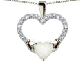 Star K Hands Holding Heart Genuine Opal Claddagh Pendant Necklace
