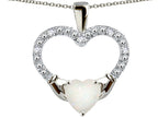 Star K Hands Holding Heart Genuine Opal Claddagh Pendant Necklace