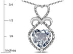 Star K Heart Shape 8mm Genuine Aquamarine Heart Halo Embrace Pendant Necklace