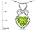 Star K Heart Shape 8mm Genuine Peridot Heart Halo Embrace Pendant Necklace