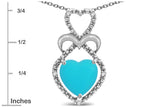 Star K Heart Shape 8mm Simulated Turquoise Heart Halo Embrace Pendant Necklace