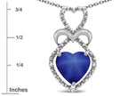 Star K Heart Shape 8mm Created Star Sapphire Heart Halo Embrace Pendant Necklace
