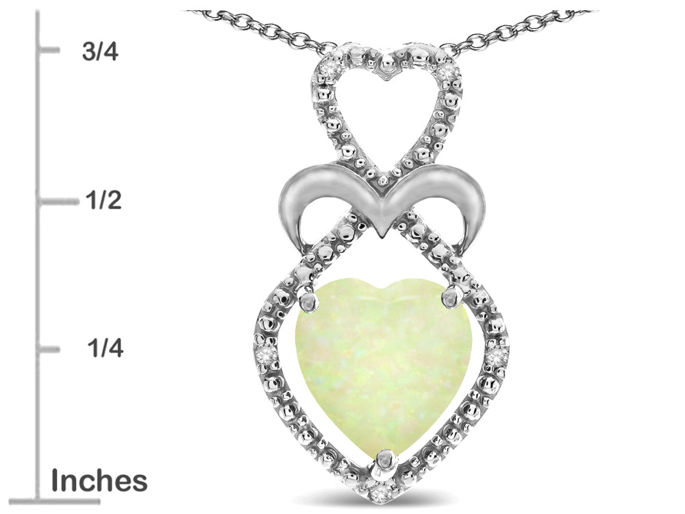 Star K Heart Shape 8mm Opal Heart Halo Embrace Pendant Necklace