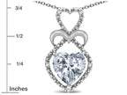 Star K Heart Shape 8mm Genuine White Topaz Heart Halo Embrace Pendant Necklace