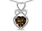 Star K Heart Shape 8mm Genuine Smoky Quartz Heart Halo Embrace Pendant Necklace