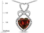 Star K 10k Gold Heart Shape 8mm Genuine Garnet Heart Halo Embrace Pendant Necklace