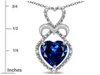 Star K 10k Gold Heart Shape 8mm Created Sapphire Heart Halo Embrace Pendant Necklace