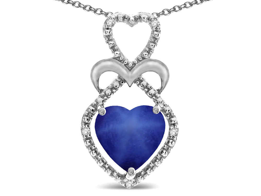 Star K 10k Gold Heart Shape 8mm Created Star Sapphire Heart Halo Embrace Pendant Necklace