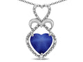 Star K 10k Gold Heart Shape 8mm Created Star Sapphire Heart Halo Embrace Pendant Necklace