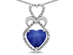 Star K 10k Gold Heart Shape 8mm Created Star Sapphire Heart Halo Embrace Pendant Necklace