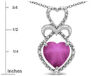 Star K 10k Gold Heart Shape 8mm Created Star Ruby Heart Halo Embrace Pendant Necklace