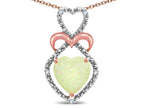 Star K 10k Gold Heart Shape 8mm Opal Heart Halo Embrace Pendant Necklace