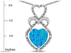 Star K 10k Gold Heart Shape 8mm Blue Created Opal Heart Halo Embrace Pendant Necklace