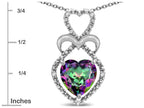 Star K 10k Gold Heart Shape 8mm Rainbow Mystic Topaz Heart Halo Embrace Pendant Necklace