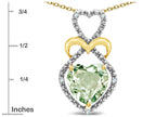 Star K Heart Shape 8mm Genuine Green Amethyst Heart Halo Embrace Pendant Necklace