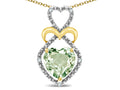 Star K Heart Shape 8mm Genuine Green Amethyst Heart Halo Embrace Pendant Necklace